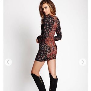 Guess rose print jersey dress